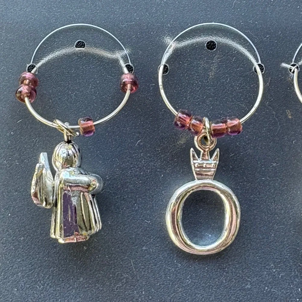 Pandora Wine Glass Charms Set of 5 Silver Gold Angel
